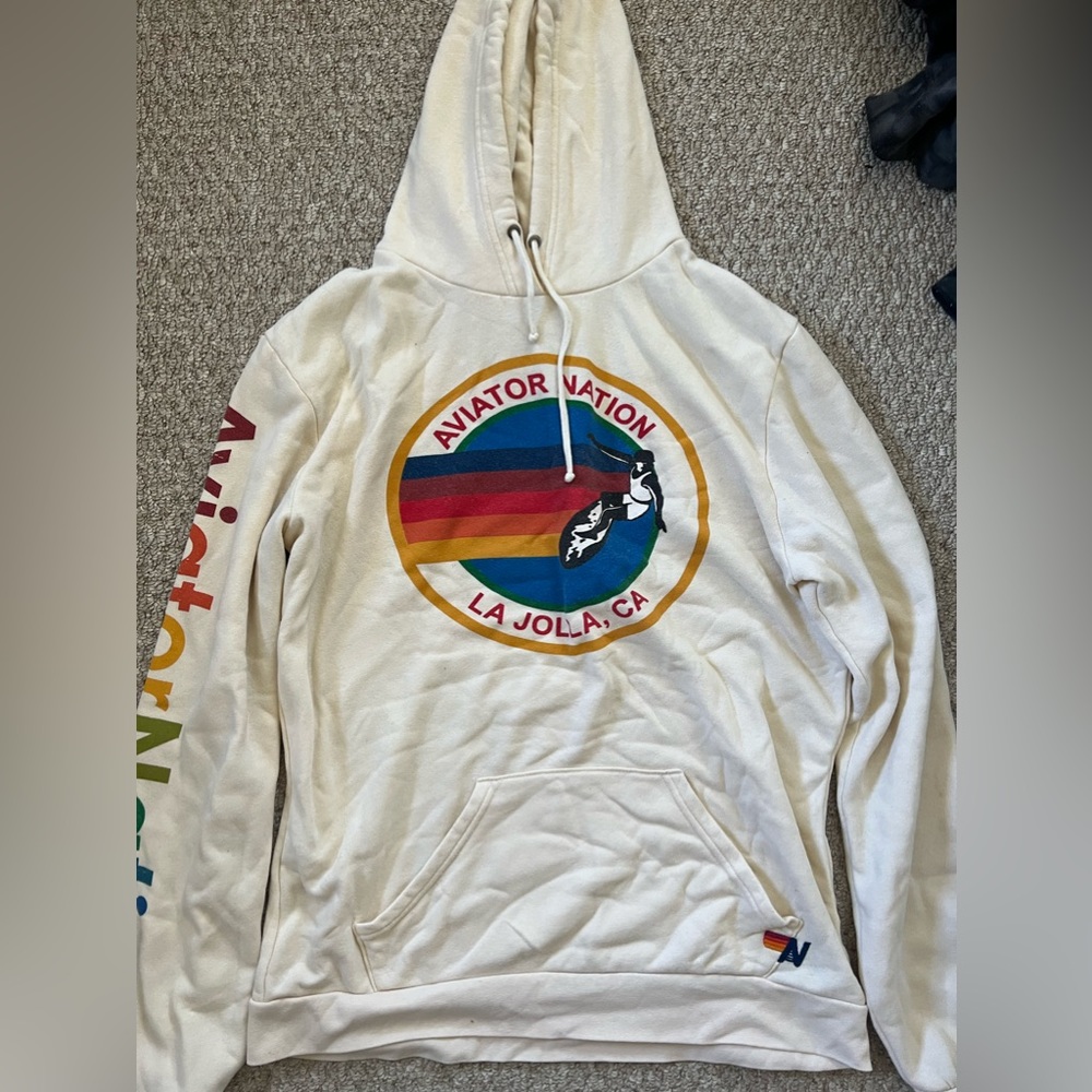 Aviator nation La Jolla California cream hoodie xl